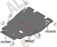 Защита алюминиевая Alfeco для картера (без пыльника) Lexus GS 350 2007-2011